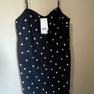 H&M Black Strapless Dress with White Dots